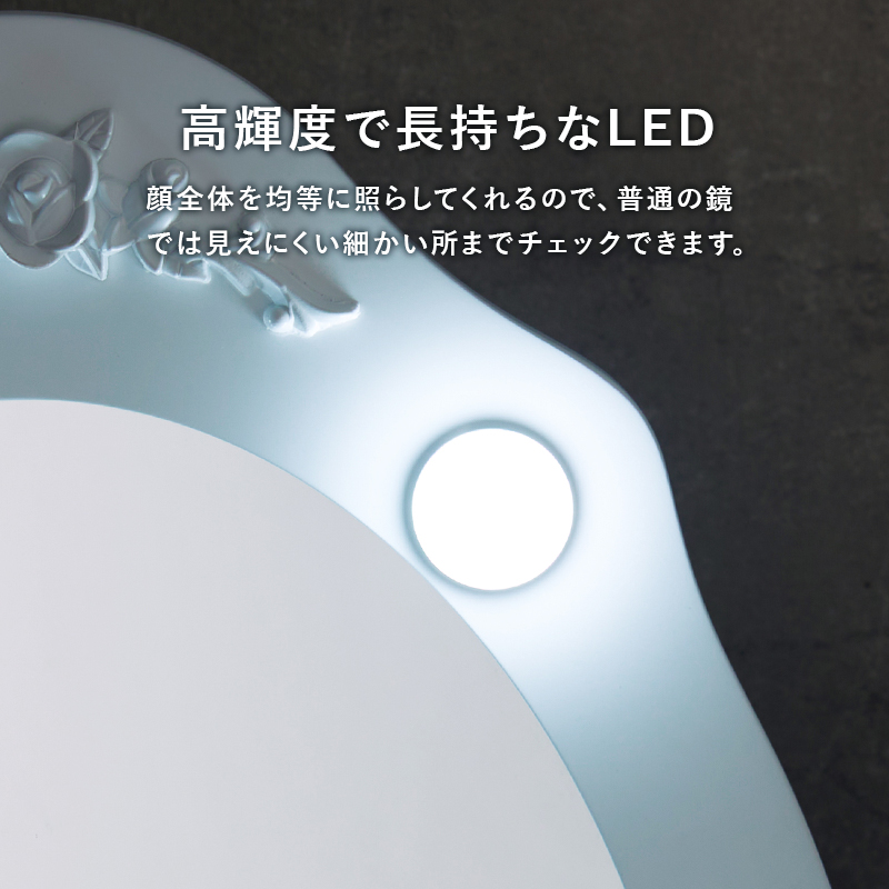女優ドレッサー LEDライト付 スツール付 3色光源 明るさ調整 タッチ電源 鏡台 三面鏡 オーバル メイク  MD-6729