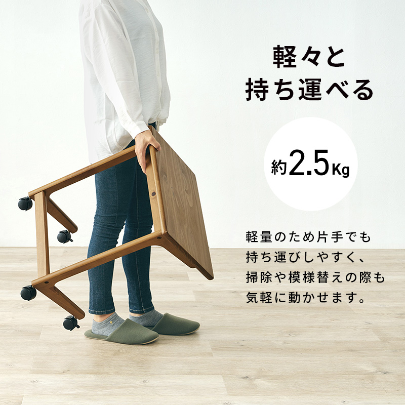 サイドテーブル キャスター付き 木製 ベッド横 北欧 コの字 コンパクト 軽量 パイン材 リビング ソファテーブル ベッドサイドテーブル MT-6197 r6197