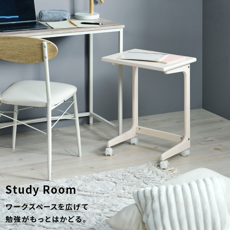 サイドテーブル キャスター付き 木製 ベッド横 北欧 コの字 コンパクト 軽量 パイン材 リビング ソファテーブル ベッドサイドテーブル MT-6197 r6197