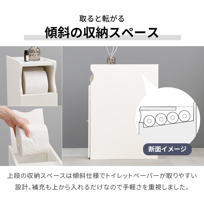 トイレ収納 トイレラック スリム 傾斜付き 収納棚 おしゃれ トイレットペーパー 幅19 コストコ 流せるトイレブラシ 生理用品 掃除用具 RTR-1489 q0378 Trent トレント