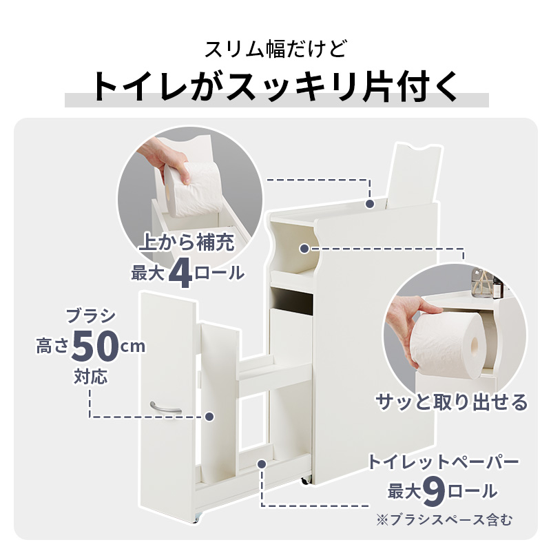 トイレ収納 トイレラック スリム 傾斜付き 収納棚 おしゃれ トイレットペーパー 幅19 コストコ 流せるトイレブラシ 生理用品 掃除用具 RTR-1489 q0378 Trent トレント