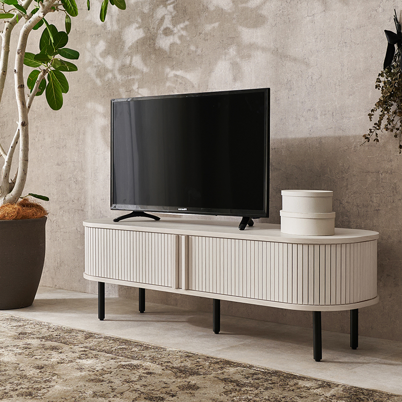テレビ台 ローボード 幅119cm ロー おしゃれ テレビボード 収納 TV台 蛇腹扉 収納 TVボード リビングボード 可動棚 タンブールドア じゃばら RTV-1410 q0309