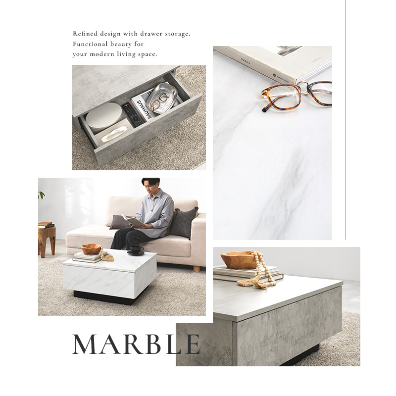 センターテーブル テーブル ローテーブル 引出し収納2杯 幅69 ソファテーブル 正方形 石目調 ストーン柄 省スペース コンパクト 大容量 収納 引出し 引き出し VKT-7262 q6151