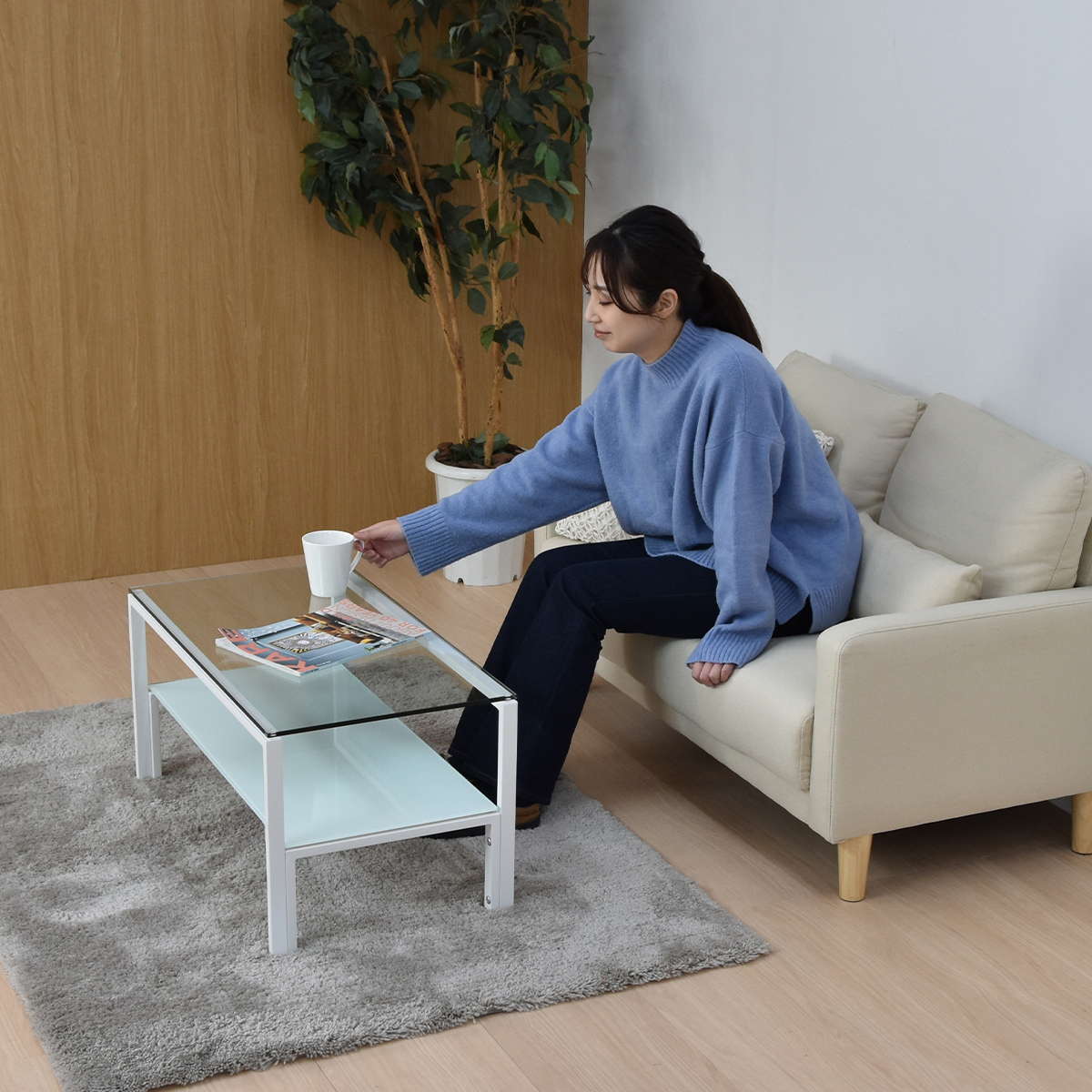 センターテーブル ガラステーブル ローテーブル 強化ガラス 75×40 天板 棚板 デザイン ガラスセンターテーブル Arca おしゃれ シンプル ONTB0293