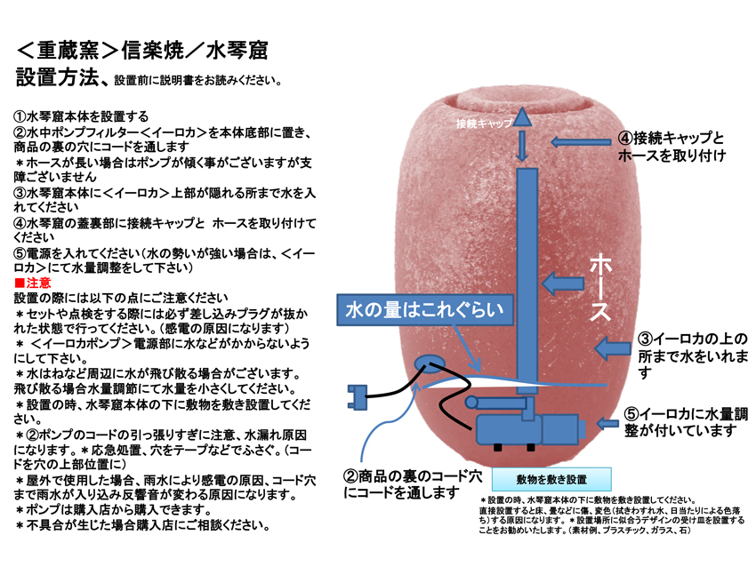 琴音 a.small 水琴窟 S-3 利休信楽 屋内用 室内用 青古信楽 φ250