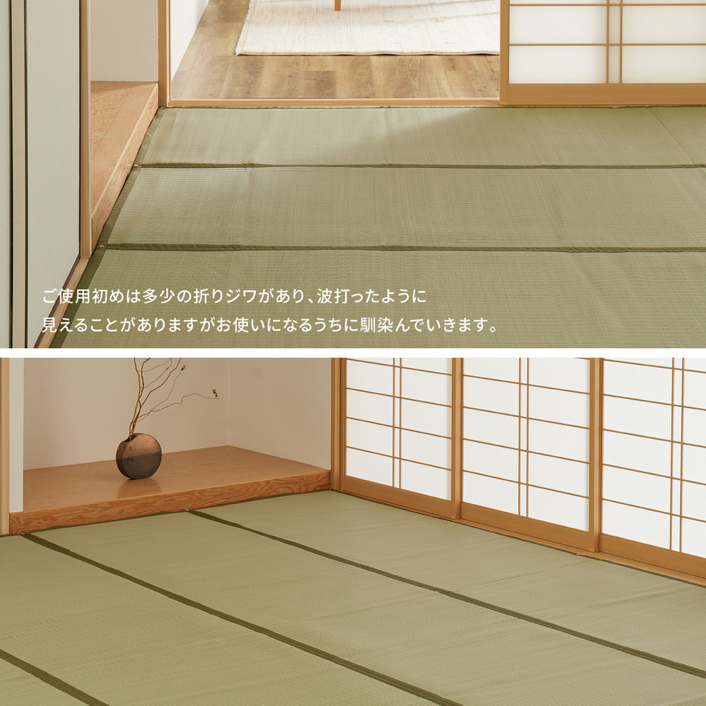ラグ カーペット 洗える い草風 ビニール風 上敷き ござ コザ 4.5畳 4畳半 4.5帖 団地間 255×255cm 花ござ たたみ風 無地 和室 ござ 寝ゴザ ペット 四条 159070045x