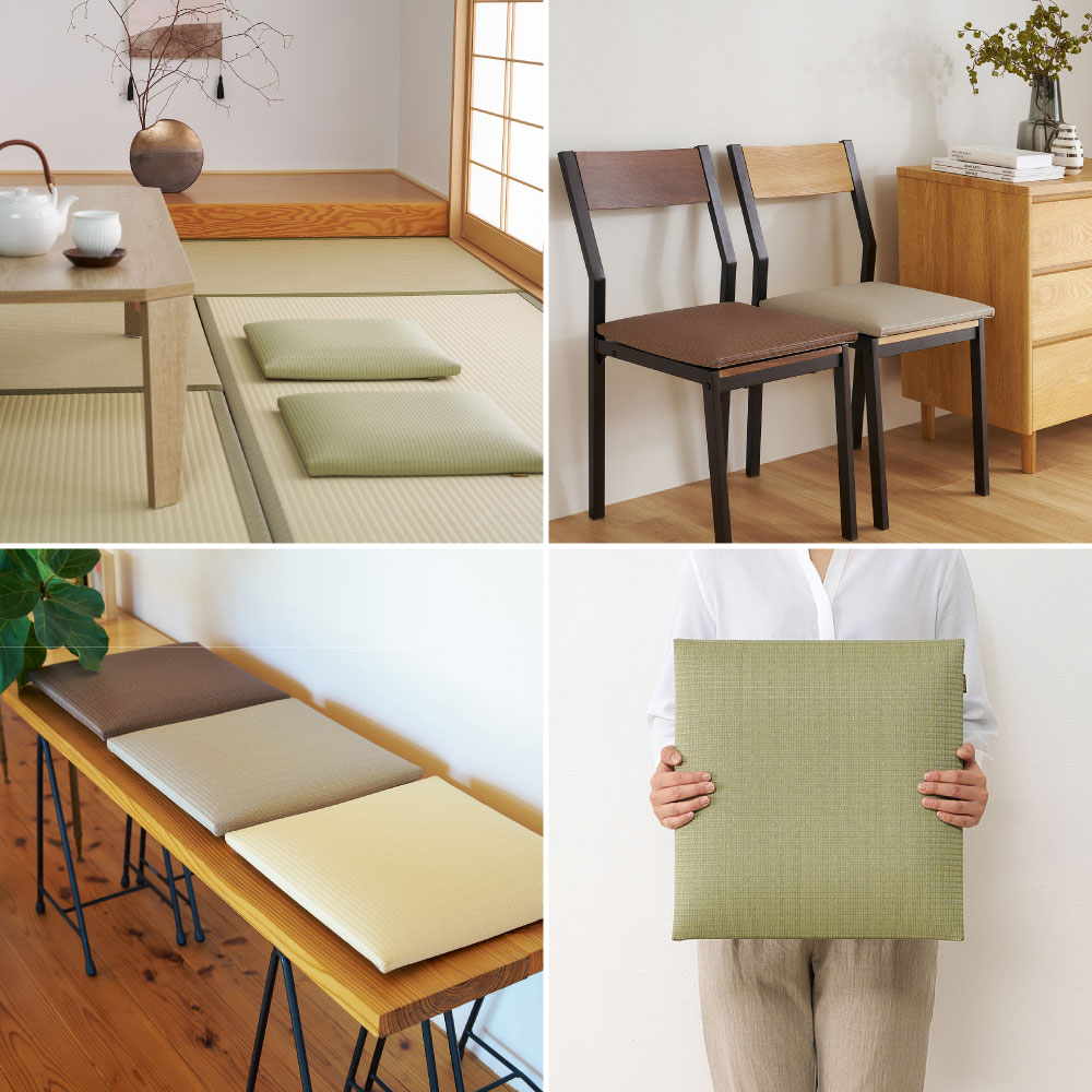 い草風 座布団 クッション い草風畳クッション 国産 日本製 消臭 水拭き 約39×39×5cm 丈夫 飲食店 和風 楽座 らくざ 160901600x