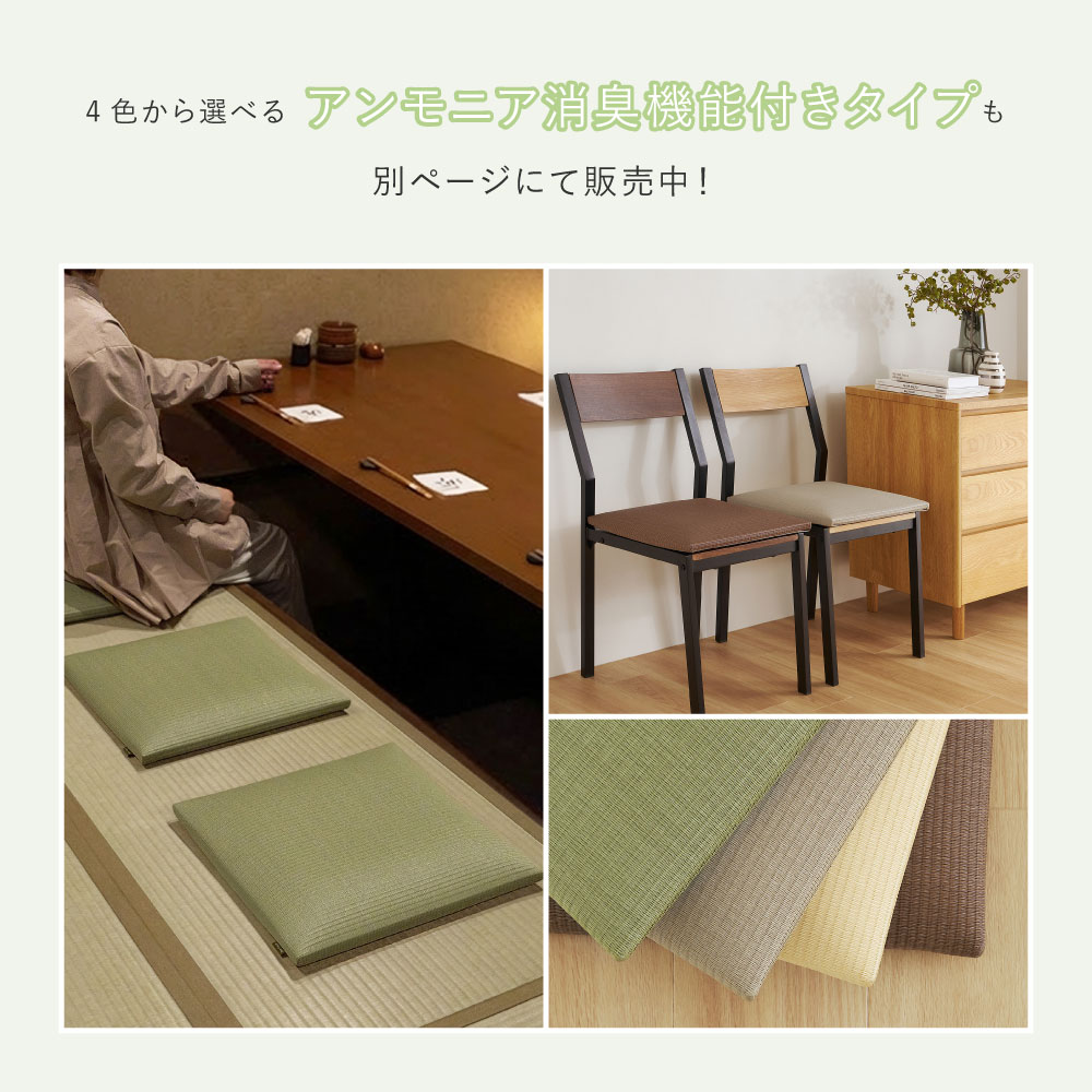 い草風 座布団 クッション 炭入り い草風畳クッション 国産 日本製 消臭 水拭き 約39×39×5cm 丈夫 飲食店 和風 楽座 らくざ 160901604x