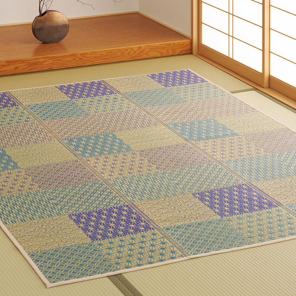 い草ラグ い草カーペット 約2畳 約2帖 約180×180cm ござ いぐさ シンプル 市松柄 和柄 涼やか 彩る 晴市松 はれいちまつ 裏貼り 81971200x