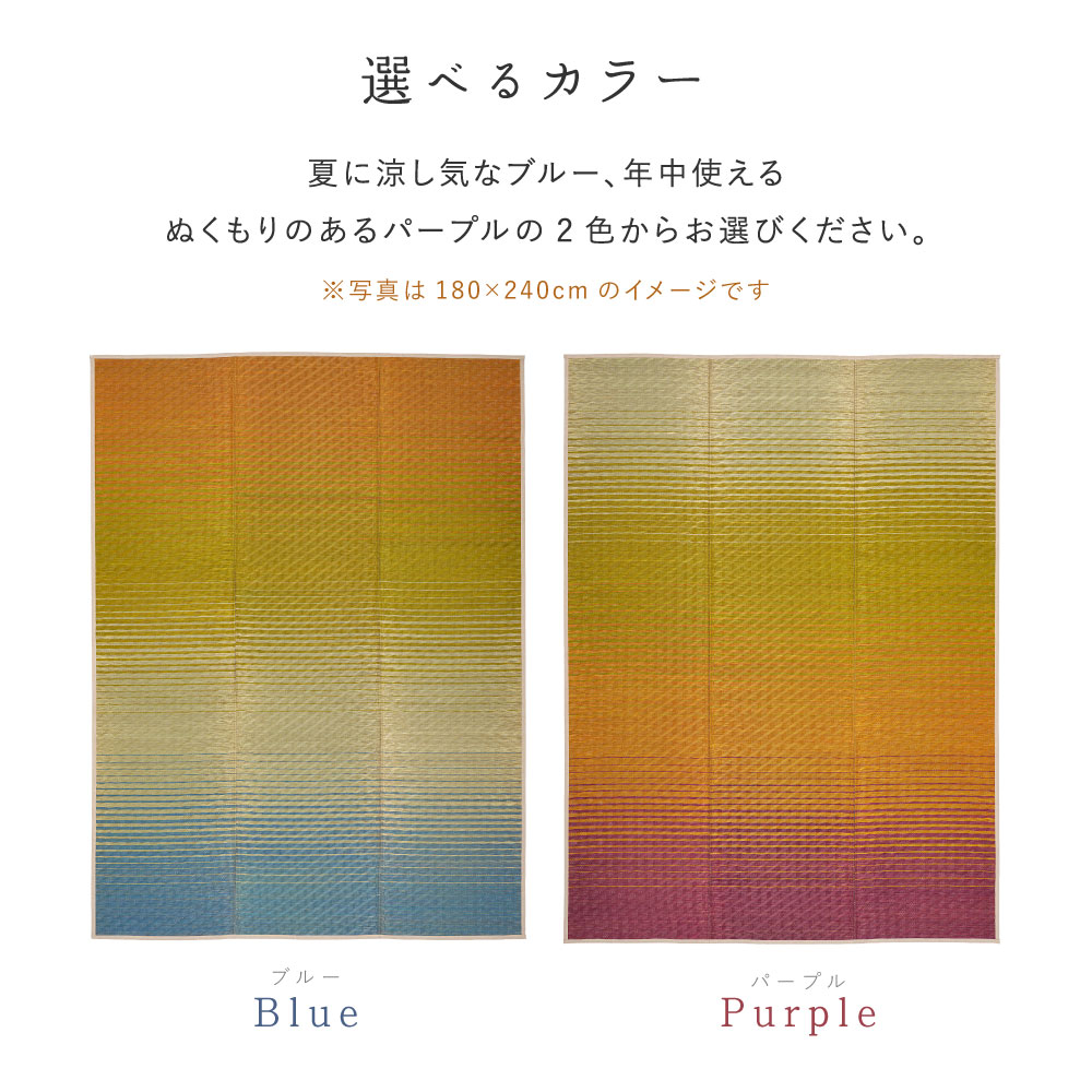 い草ラグ い草カーペット 約3畳 約3帖 約180×240cm ござ いぐさ グラデーション 彩風 いろかぜ 裏貼り 81971401x