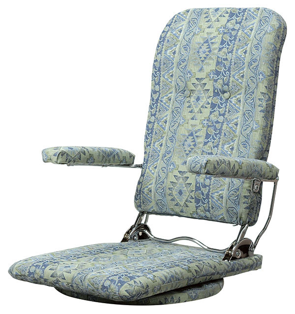 座椅子 MCRエスカ 光製作所 布張り  360度回転式  肘はねあげ式 ギヤ式2段階背リクライニング機能 敬老の日 父の日 母の日 日本製｜muratakagu｜02