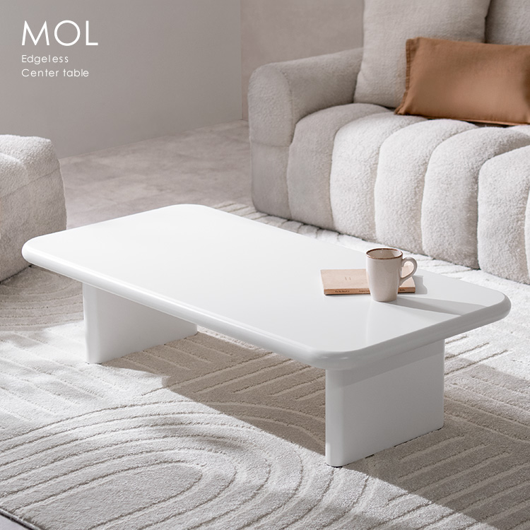 センターテーブル MOL モル リビングテーブル 長方形 エッジレステーブル シンプル 角丸 ローテーブル かわいい 座卓 CT-N1260