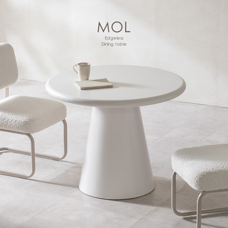 ラウンドテーブル MOL モル ダイニングテーブル カフェテーブル 90cm エッジレステーブル 丸テーブル 食卓 円形 角丸 韓国風インテリア DNT-N900R