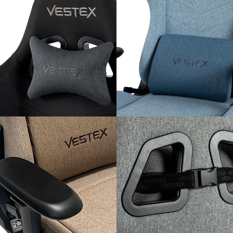 VESTEX VES-S1 ゲーミングチェア S1シリーズ ライフスタイル オフカラー ファブリック 前傾機能付リクライニング マッサージ機能付ランバーサポート