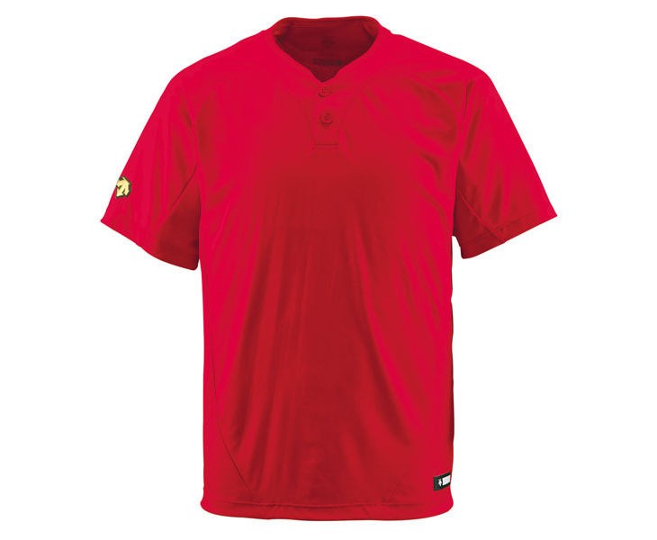 デサント DESCENTE  DB201-RED ベースボールシャツ(2ボタン)  (レッド)