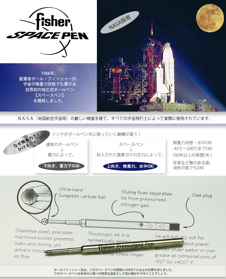 直営限定アウトレット直営限定アウトレットfisher SPACE PEN フィッシャースペースペン ボールペン CH-4 クローム 筆記用具 