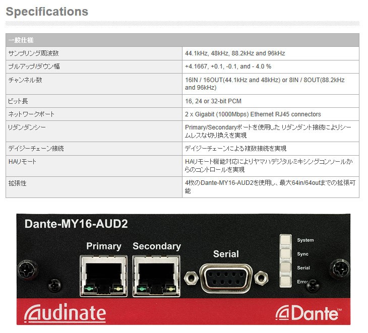 YAMAHA Dante-MY16-AUD【Danteカード】① Amazon.co.jp: YAMAHA ヤマハ Mini-YGDAIカード Dante-MY16-AUD 2