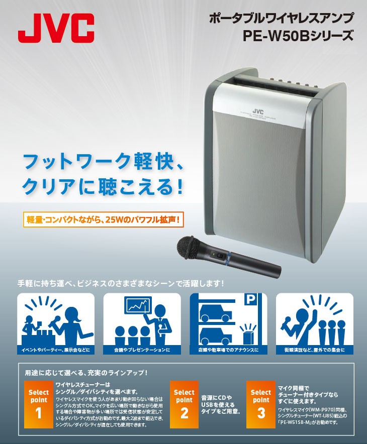 におすすめ┴ JVC/Victor/ビクター murauchi.co.jp - 通販 - PayPayモール PE-W51SCDB シングルチューナー1波搭載  ポータブルワイヤレスアンプ スマイク