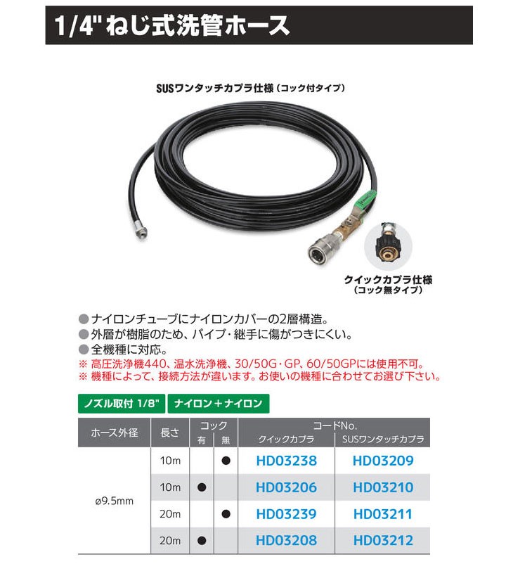 ファッション通販 Asada アサダ 4ねじ式洗管ホース10mSUSワンタッチ