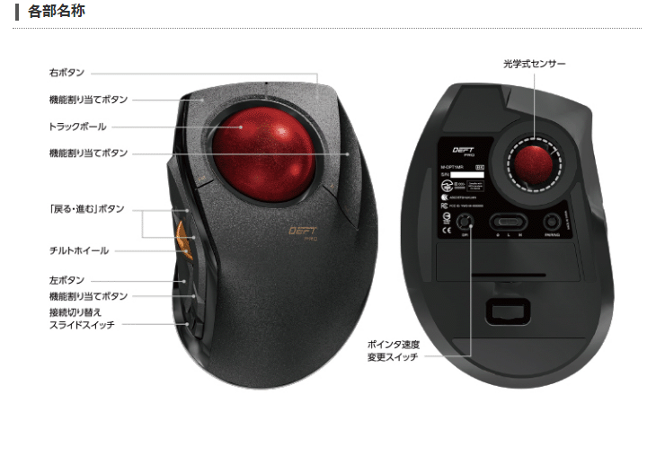 スペックモ Elecom エレコム チルト機能 M Dpt1mrxbk Murauchi Co Jp 通販 Paypayモール トラックボールマウスdeft Pro 有線 無線 Bluetooth 3種接続 8ボタン スペックモ