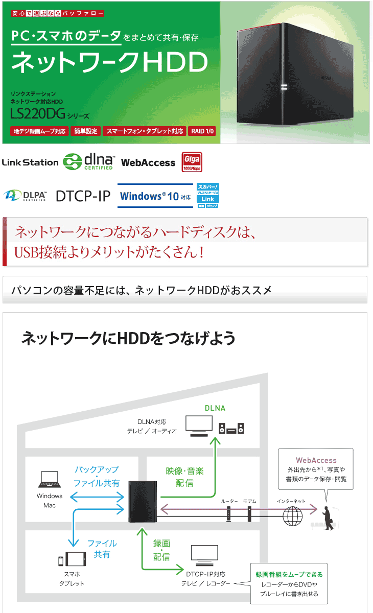 やせる BUFFALO LS220D0202G murauchi.co.jp - 通販 - PayPayモール バッファロー RAID機能搭載 ネットワーク対応ハードディスク NAS 2TB リンクステーション ドライブ - theboxingtribune.com