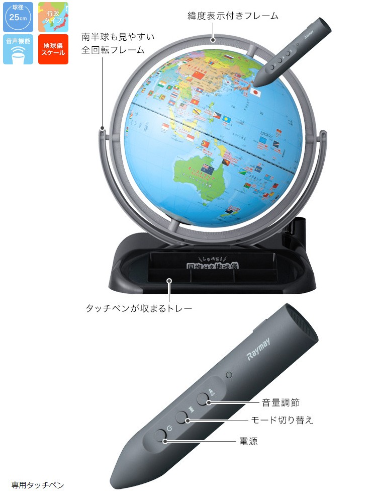 海外最新 Raymay レイメイ藤井 しゃべる国旗付き地球儀トイ 全回転 音声機能付 Oyv403 Premiercustomdecks Com