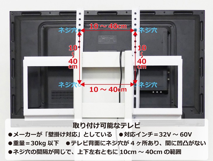 KUROSHIO クロシオ 穴を開けずに壁掛風に 壁掛け風テレビ台 ロー