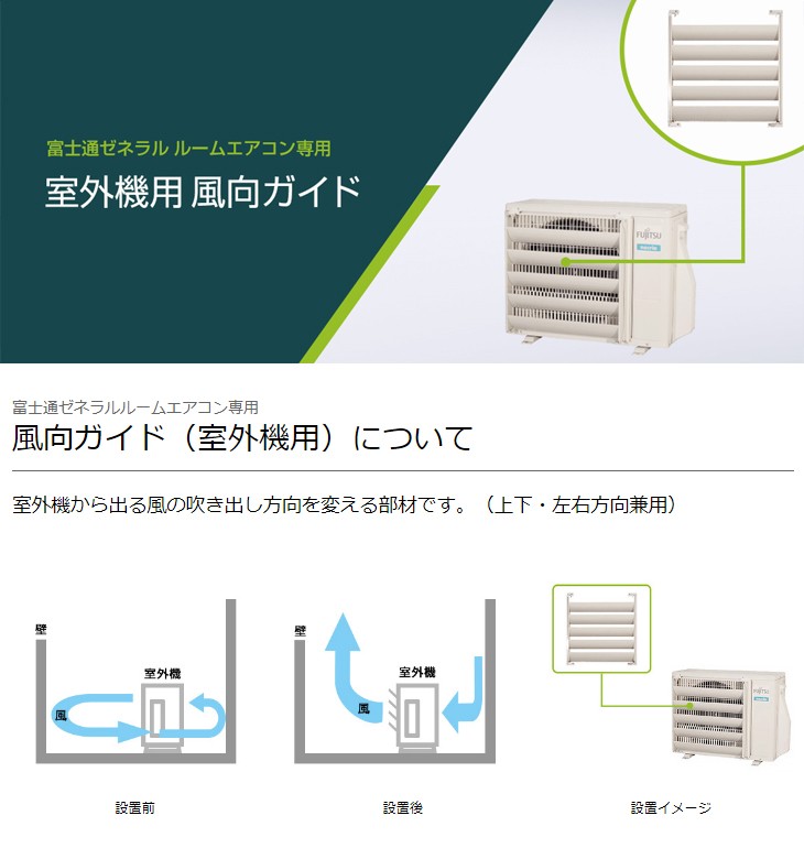 FUJITSU/富士通ゼネラル OP-J02B 室外機風向ガイド : 4974437322744 : murauchi.co.jp - 通販 -  Yahoo!ショッピング