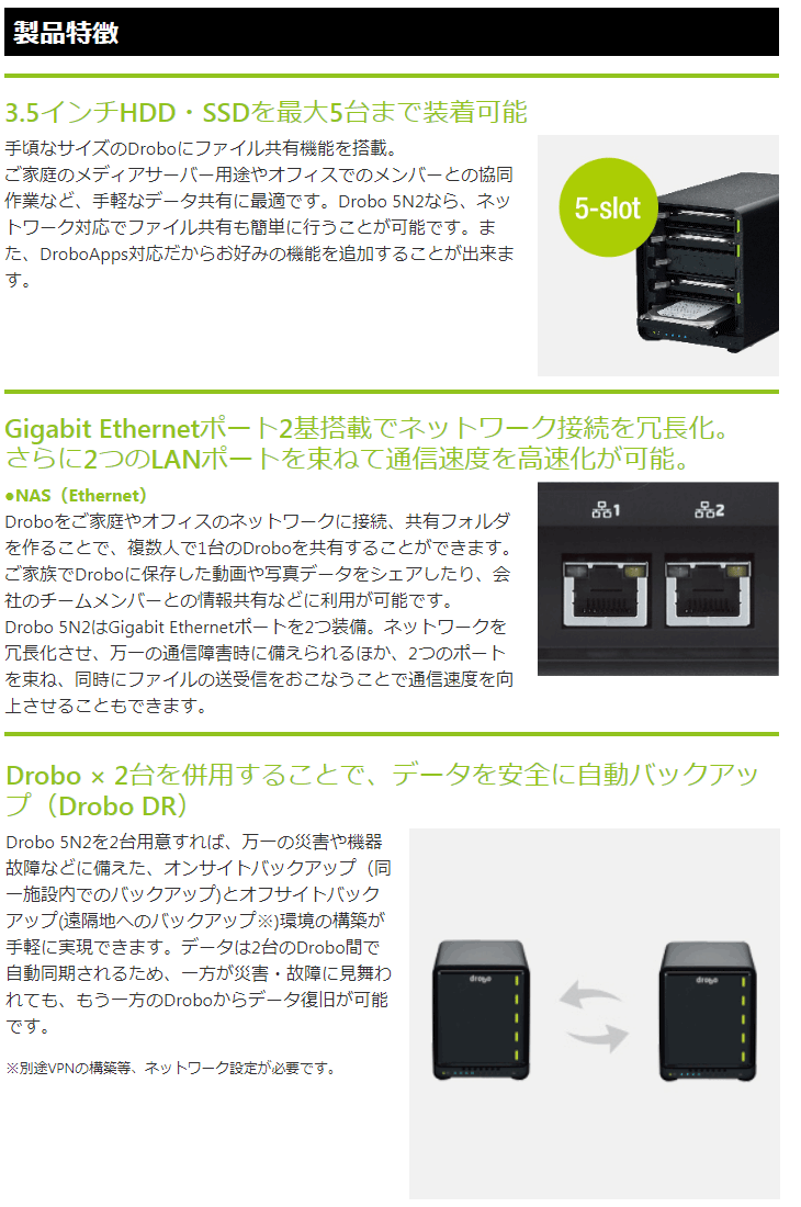 定番正規店 Princeton/プリンストン Drobo 5N2(Gold Edition) Ethernet