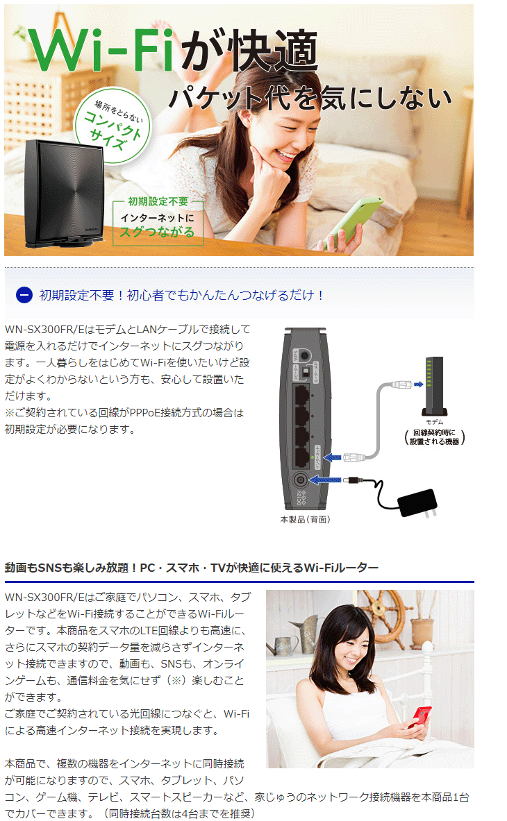 激安先着 I・O DATA アイ・オー・データ Web限定モデル 300Mbps WN