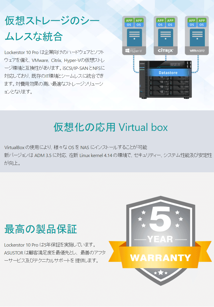 の お 店 ASUSTOR/アサスター 10ベイNASケース Intel Xeon E-2224 8GB