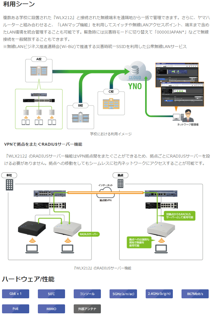 大人気新品大人気新品YAMAHA ヤマハ 無線LANアクセスポイント WLX212(B