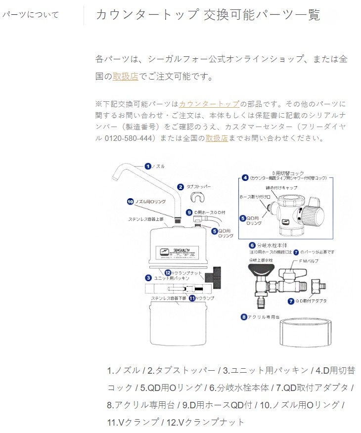 最安値で シーガルフォー X-1DE 本体 切替コックセット カウンター