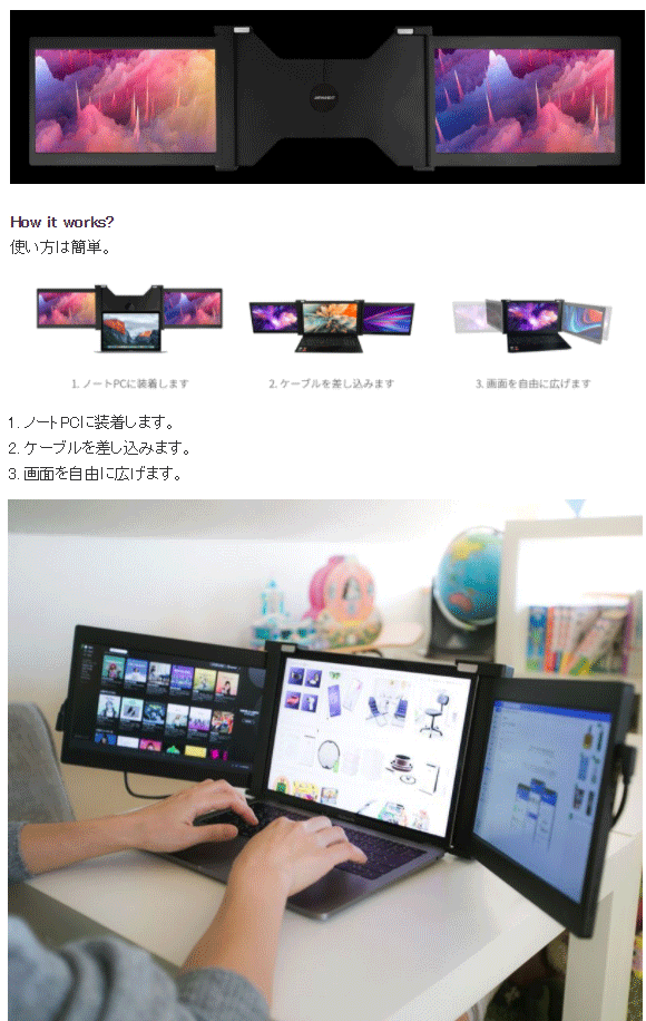 豊富な新品 JAPANNEXT ジャパンネクスト 2画面モバイルディスプレイ