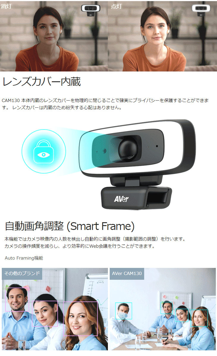 2023HOT AVer Information USB3.0対応4KプレミアムWebカメラ LEDライト