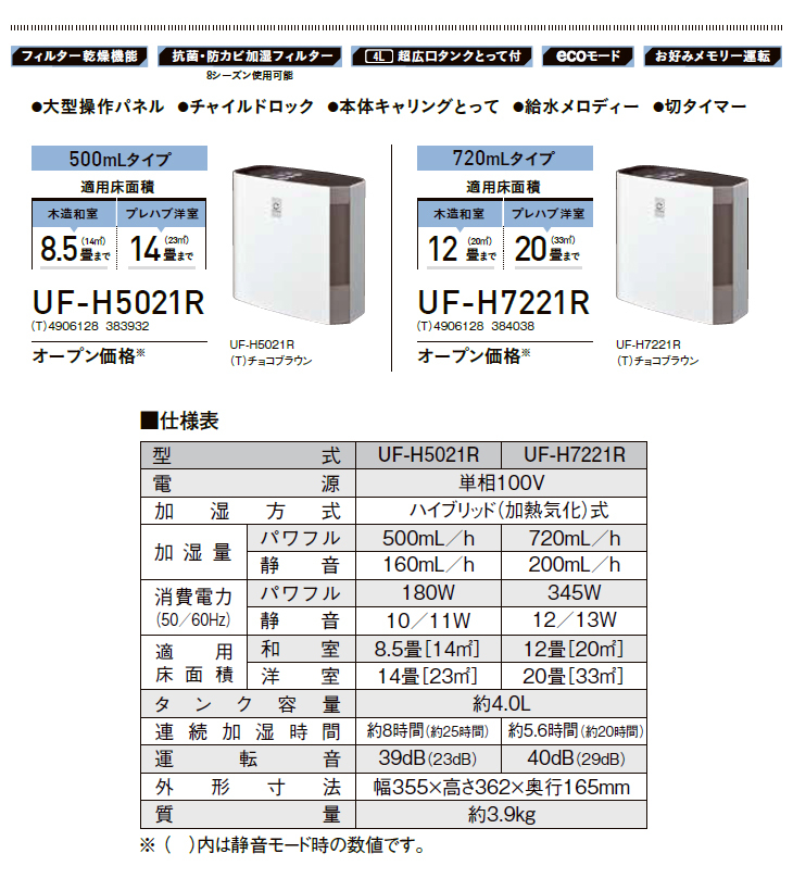コロナ：ハイブリッド式加湿器(チョコブラウン)/UF-H5021R-T