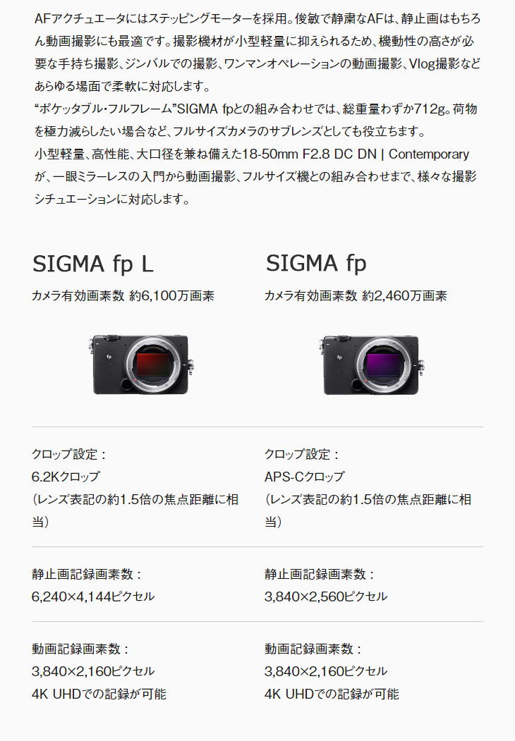 SIGMA シグマ 【受注後、納期約2週間かかります】18-50mm F2.8 DC DN