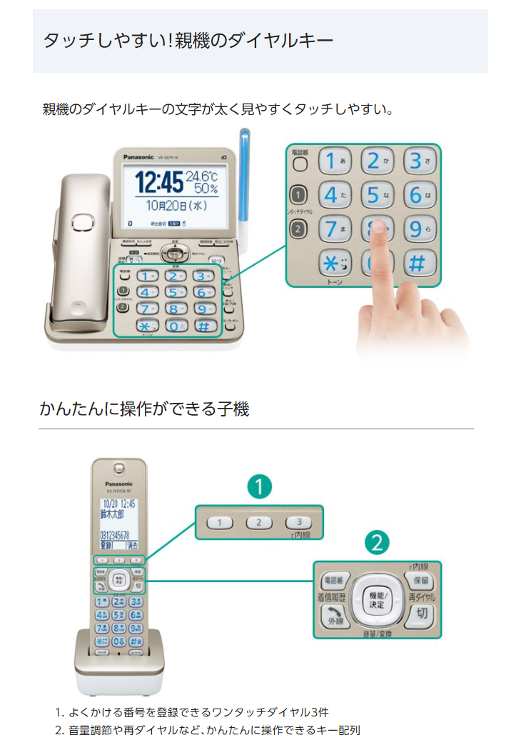 日本 パナソニック Panasonic コードレス電話機 子機1台付き パール