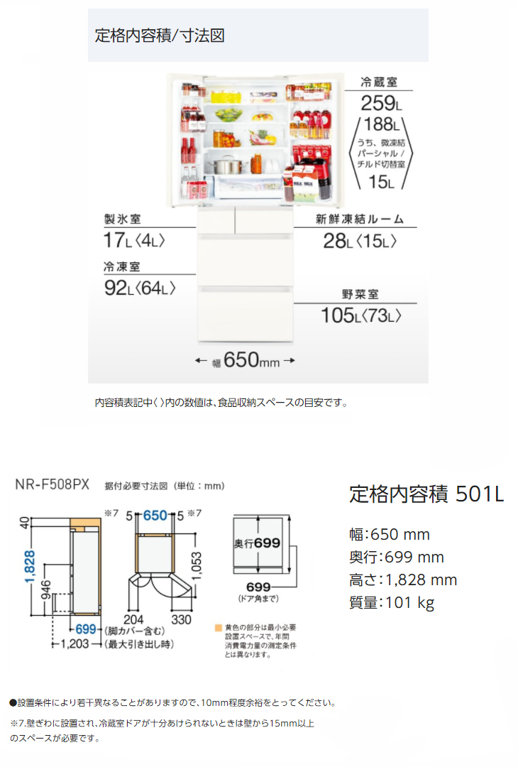 レビュー高評価の商品！ パナソニック Panasonic NR-F508PX-W ＰＸタイプ フレンチドア 標準設置