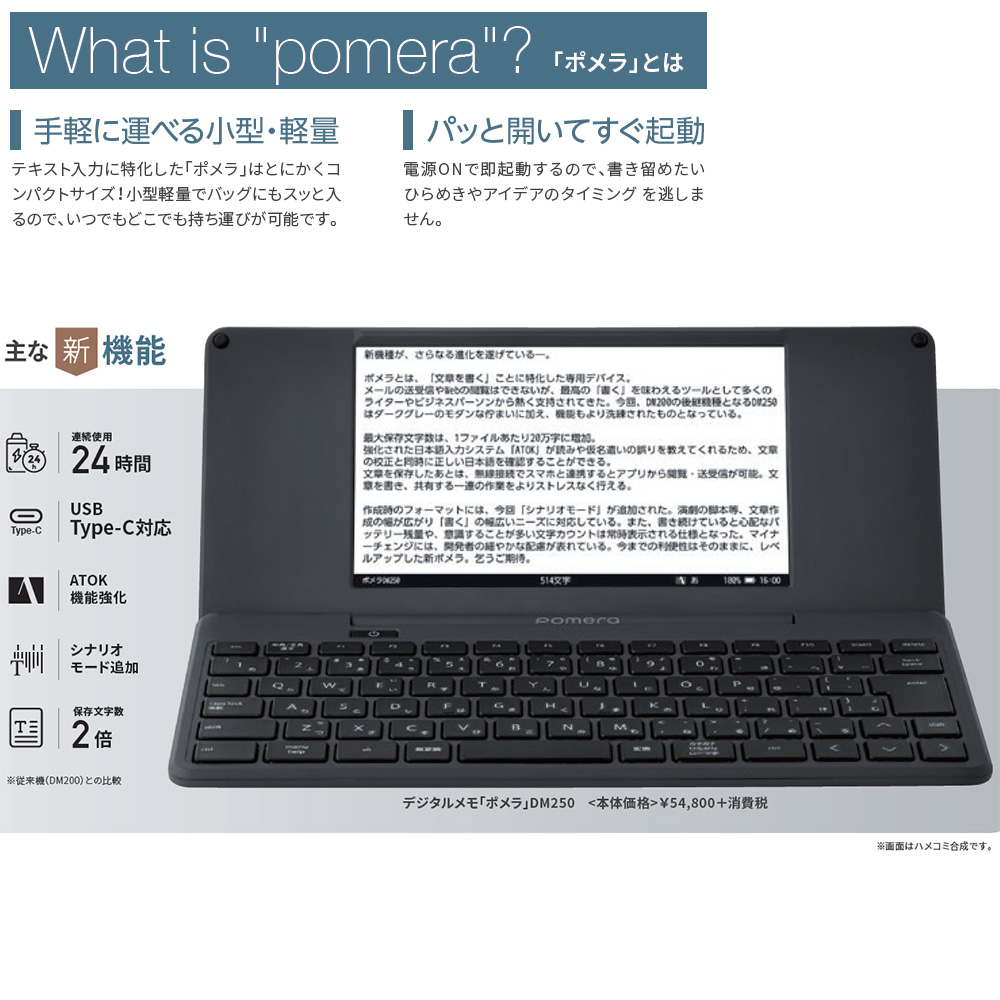 KINGJIM　キングジム　純正ケースセット　pomera　ダークグレー　ポメラ　デジタルメモ　DM250