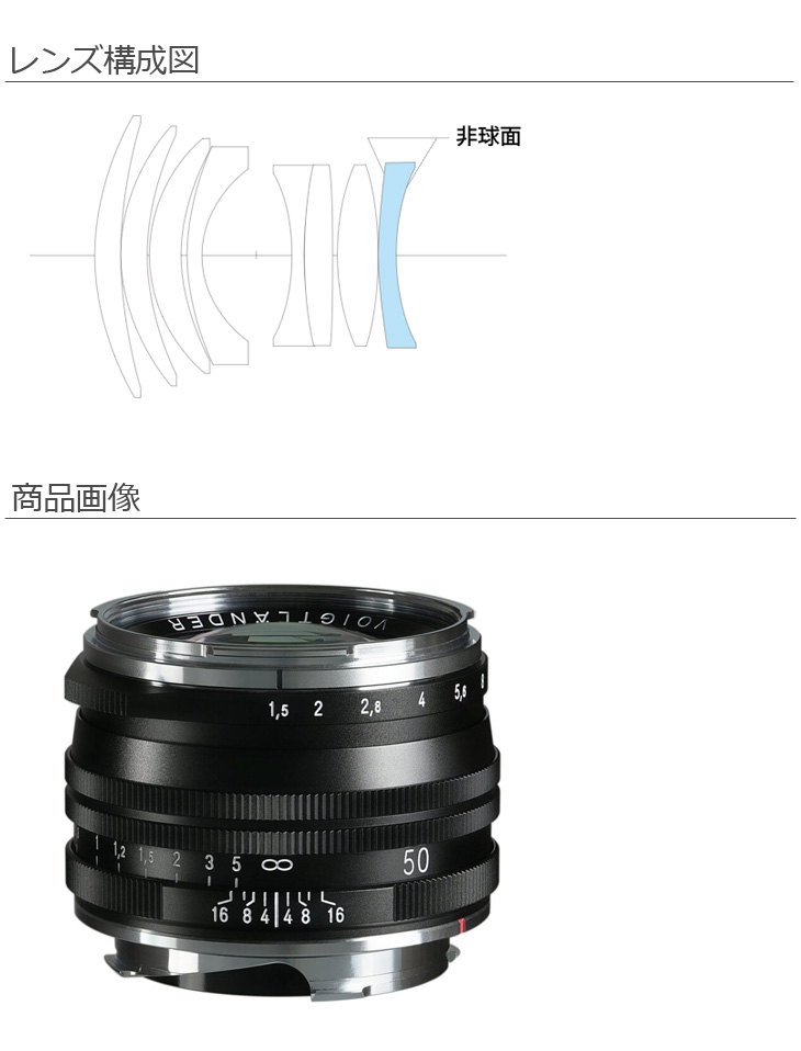 COSINA コシナ NOKTON Vintage Line 50mm F1.5 Aspherical II MC VM