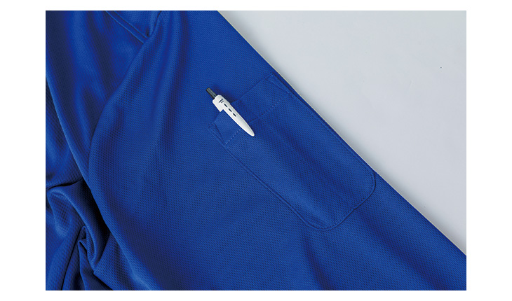 新品未使用Chusan 中国産業 長袖ポロシャツ Sサイズ ミッド青 1110-820-S 制服、作業服