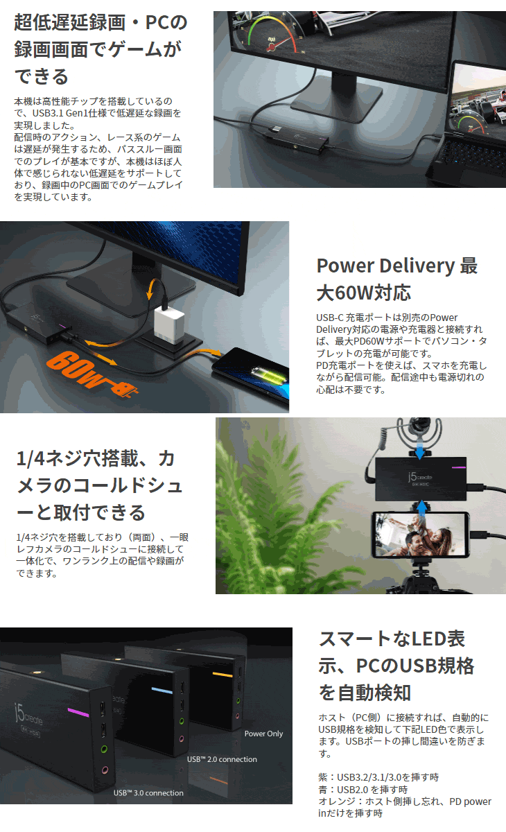 無料無料j5 Create USB 4K ゲーム キャプチャー ステーション JVA14