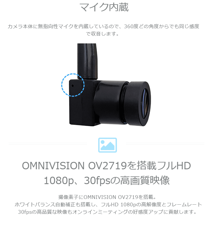 USB-CAM02 フルHD WEBカメラ スマカメ 就活リモート会議カメラ「好感度WEBカム」｜USB-CAM02