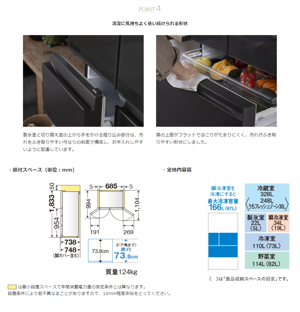 三菱（MITSUBISHI） 冷蔵庫 6ドア フレンチドア 608L WZシリーズ MR