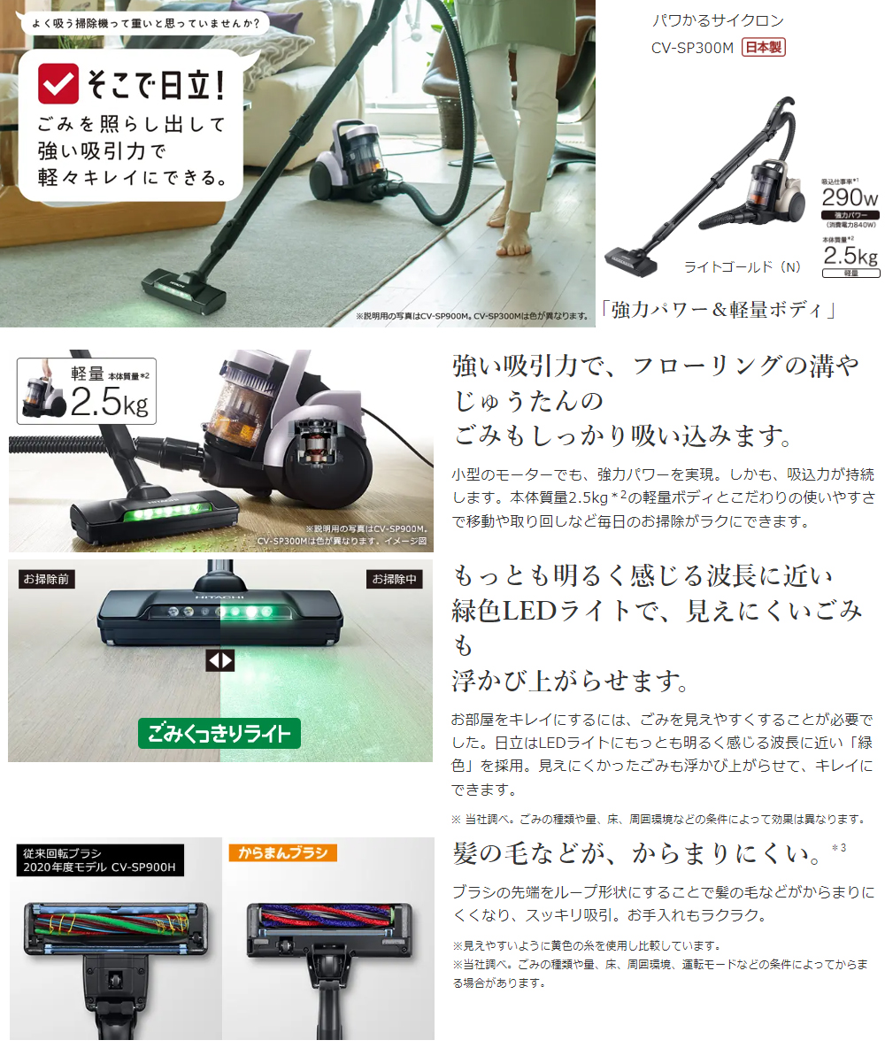 日立（HITACHI） CV-SP300M(N)サイクロン式クリーナー パワかる
