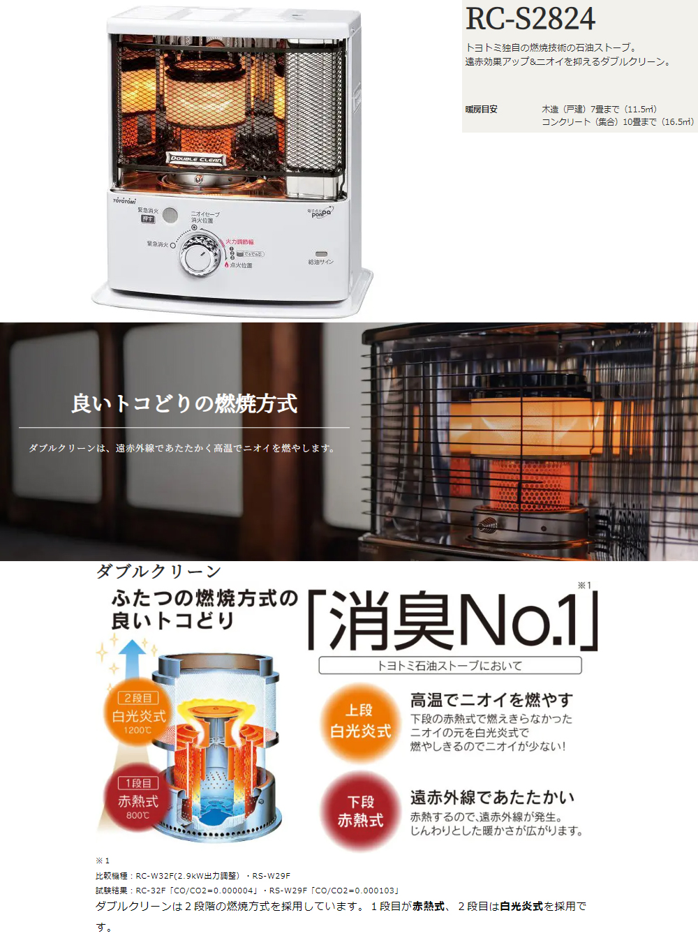 TOYOTOMI トヨトミ 石油ストーブ 反射型 ダブルクリーン[畳数：7〜10畳