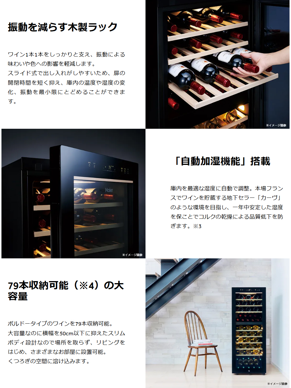Haier ハイアール 【納期7月下旬以降】ワインセラー 最大79本収納可 右