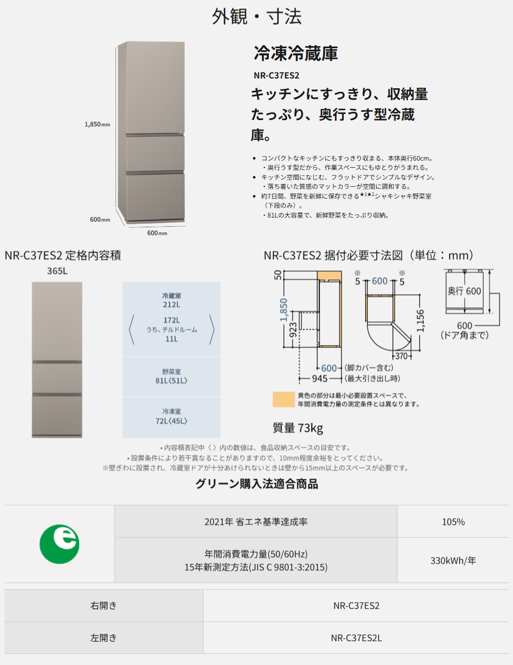 Panasonic パナソニック 【Aエリア限定配送】【標準配送設置無料】NR
