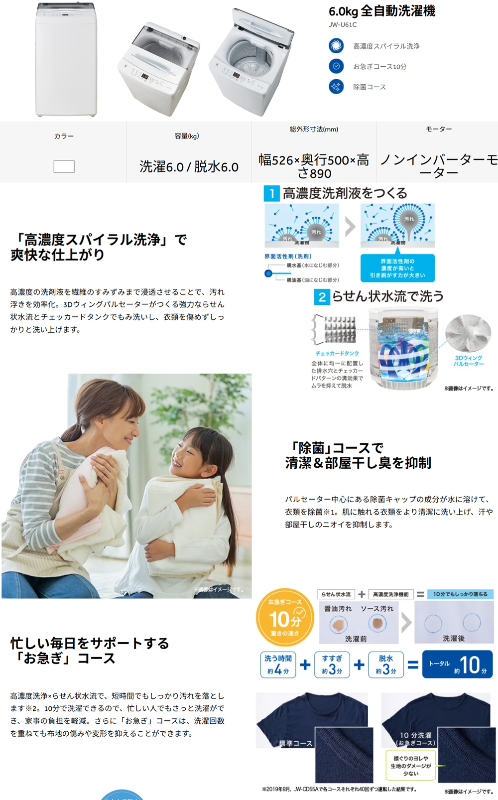 Haier ハイアール 洗濯機 6kg 縦型 全自動 高濃度スパイラル洗浄 JW